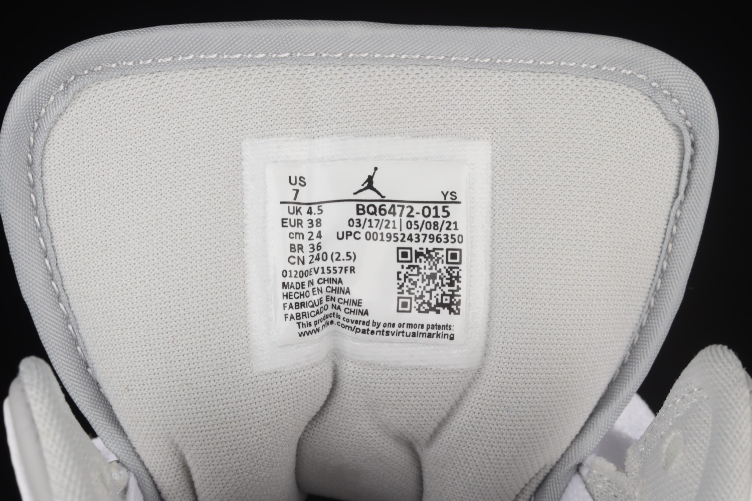 Jordan 1 Mid Light Smoke Grey (W)  BQ6472-015