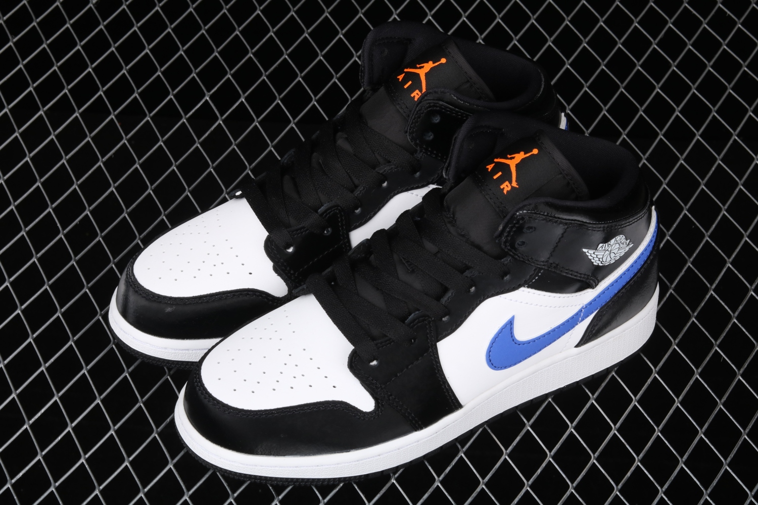 Jordan 1 Mid Black Racer Blue White (GS) 554725-084