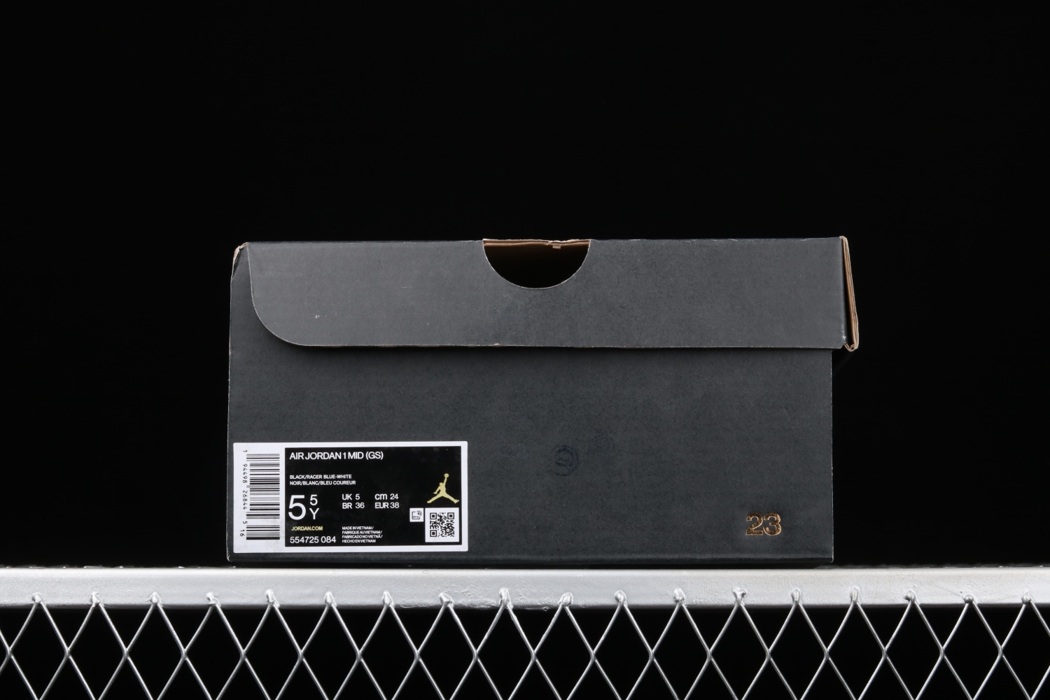 Jordan 1 Mid Black Racer Blue White (GS) 554725-084