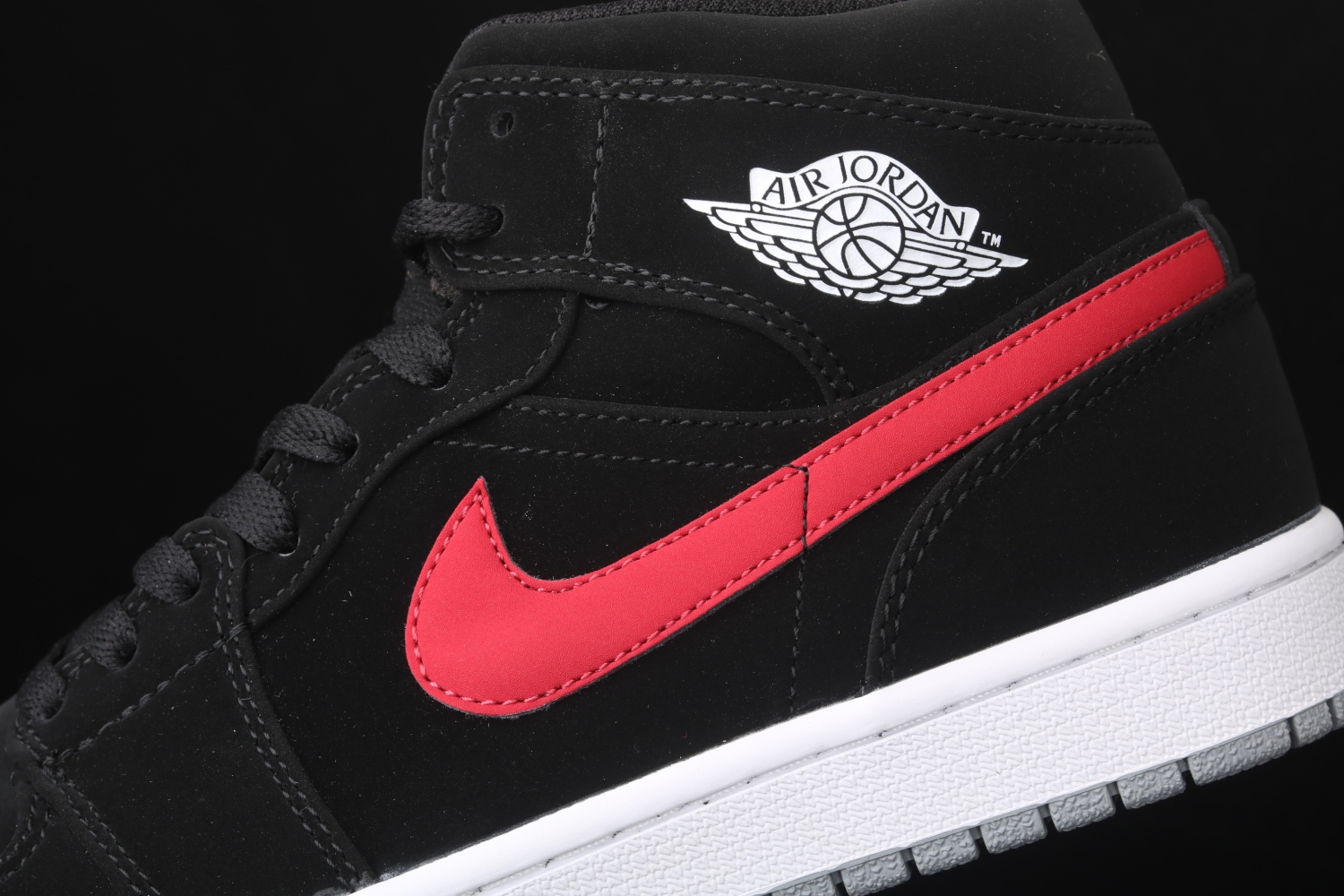 Jordan 1 Mid Multi-Color Swoosh Black (GS) 554725-065