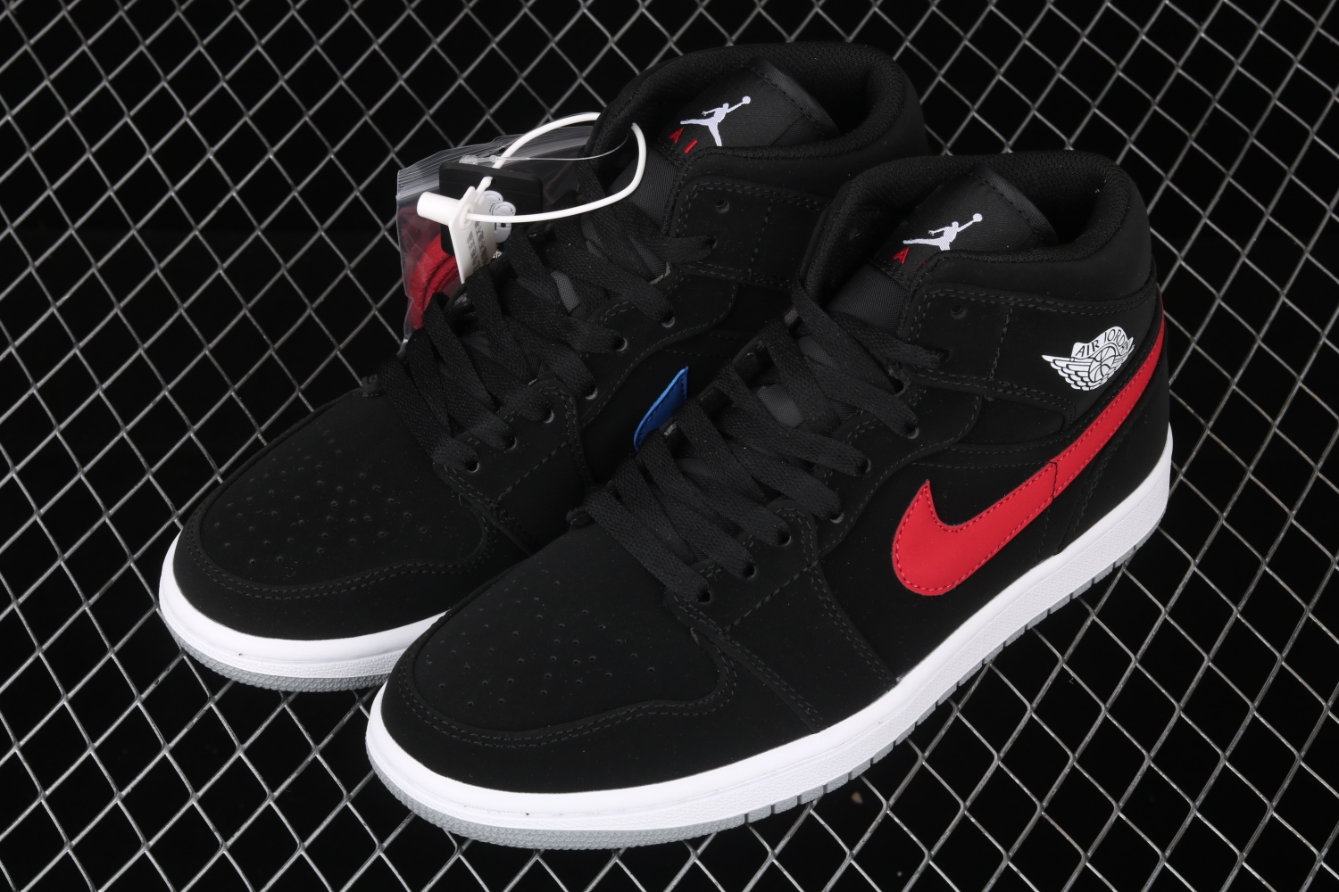 Jordan 1 Mid Multi-Color Swoosh Black (GS) 554725-065