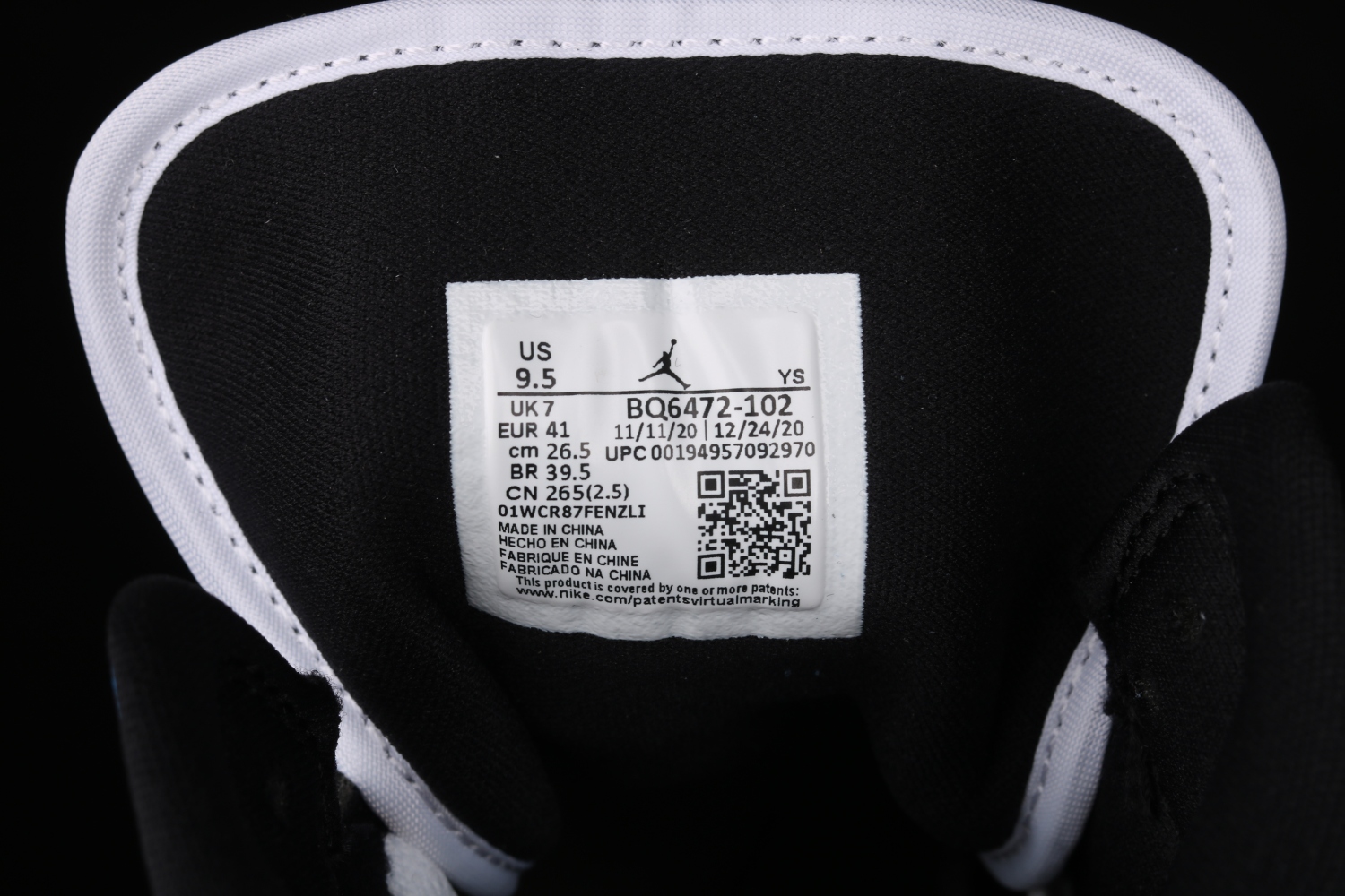 Jordan 1 Mid University Black White (W) BQ6472-102