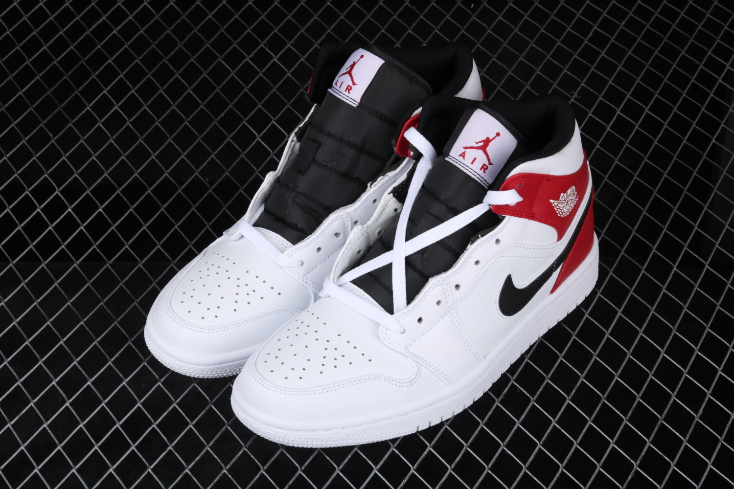 Jordan 1 Mid White Black Gym Red 554724-116