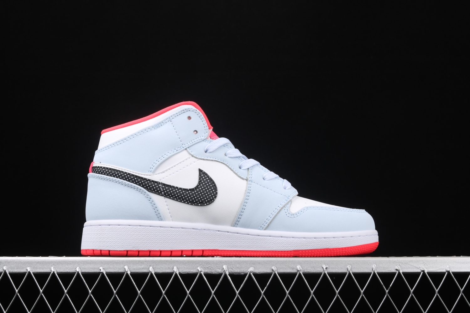 Jordan 1 Mid Half Blue Polka Dot Swoosh (GS) 555112-400