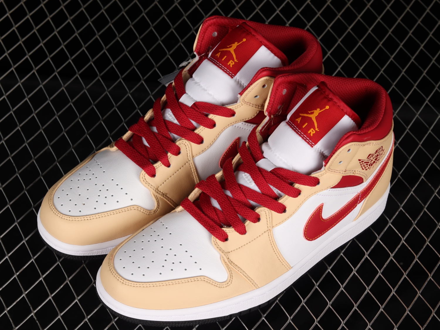 Jordan 1 Mid Light Curry Cardinal (GS) 554724-201