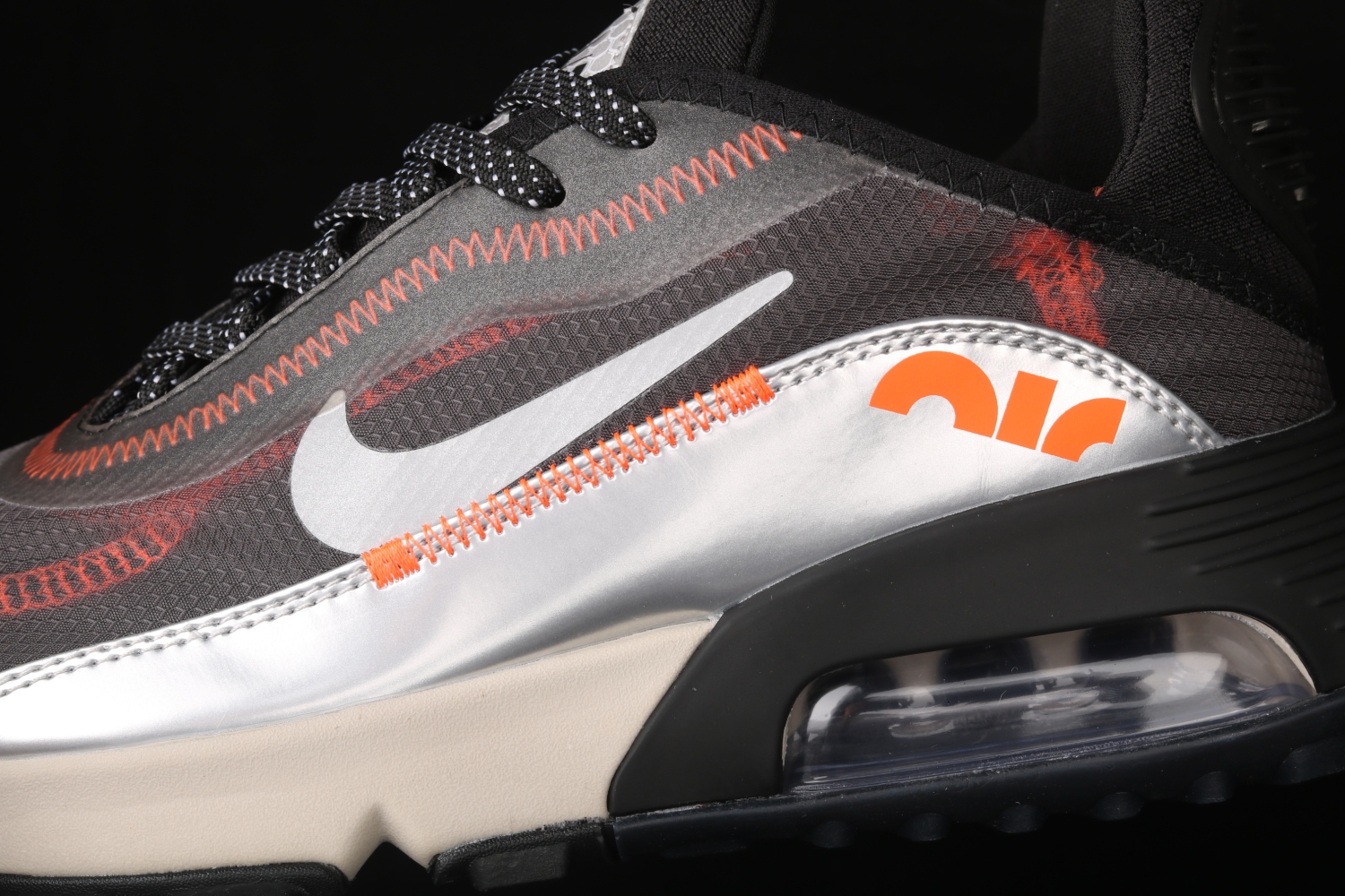 Nike 3M x Air Max 2090 Sneakers Shoes Black Orange Metallic Silver CW8611-001
