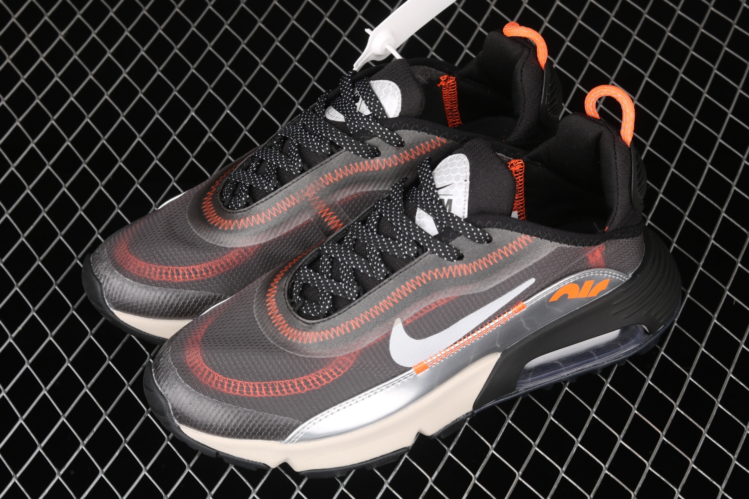 Nike 3M x Air Max 2090 Sneakers Shoes Black Orange Metallic Silver CW8611-001
