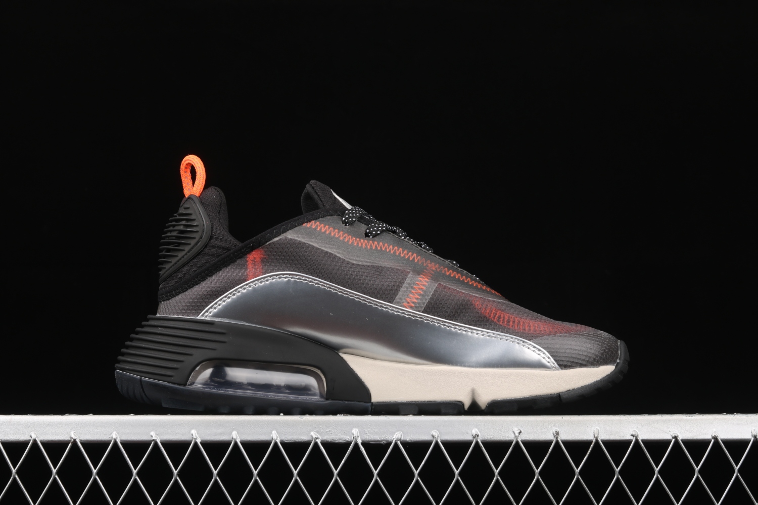 Nike 3M x Air Max 2090 Sneakers Shoes Black Orange Metallic Silver CW8611-001