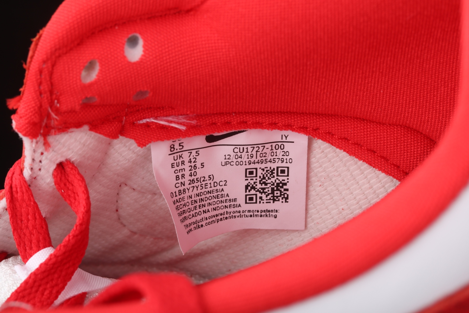 Nike Dunk Low University Red (2020) CU1727-100