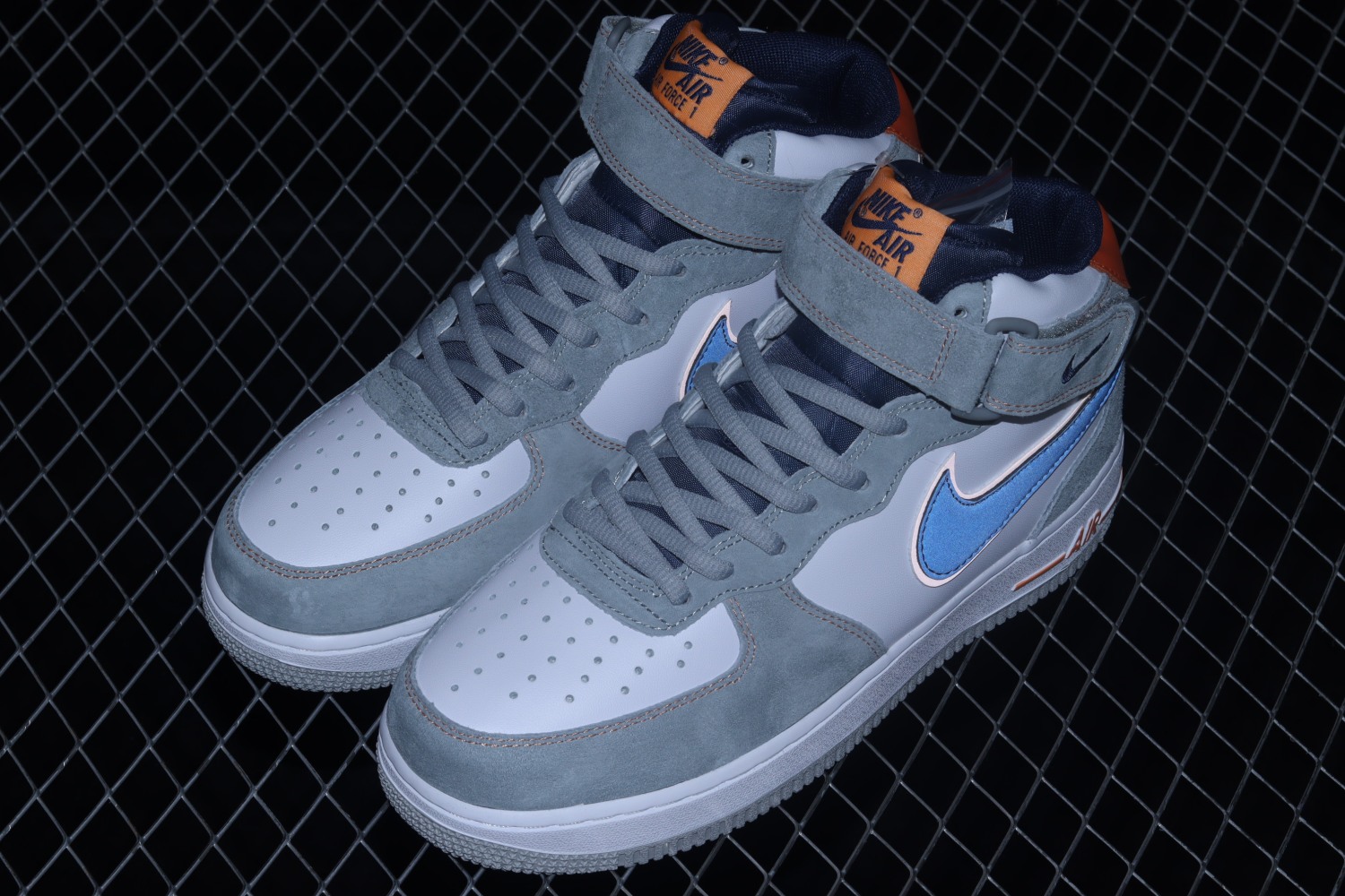 Nike Air Force 1 07 Mid Gray Orange Blue CQ5059-203