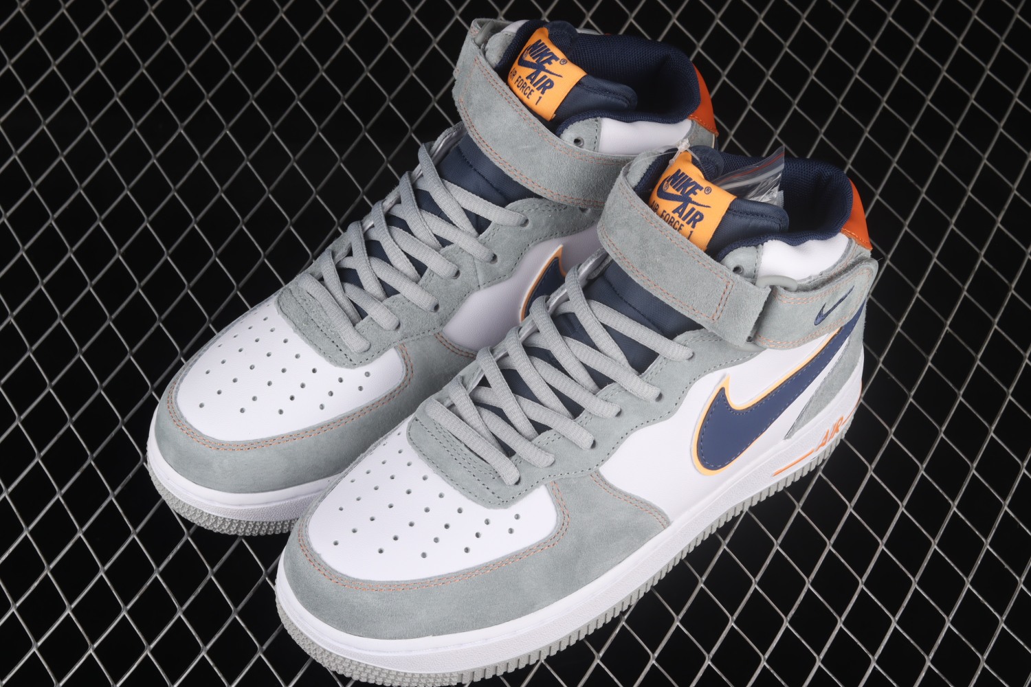 Nike Air Force 1 07 Mid Gray Orange Blue CQ5059-203