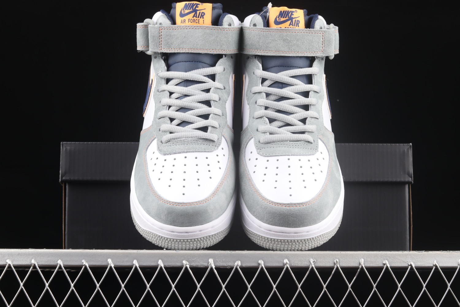 Nike Air Force 1 07 Mid Gray Orange Blue CQ5059-203