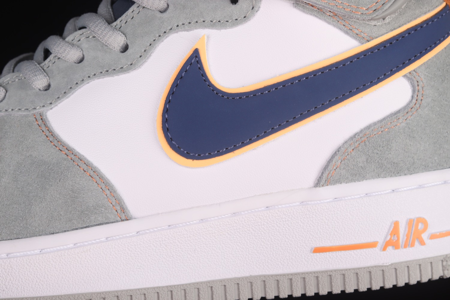 Nike Air Force 1 07 Mid Gray Orange Blue CQ5059-203