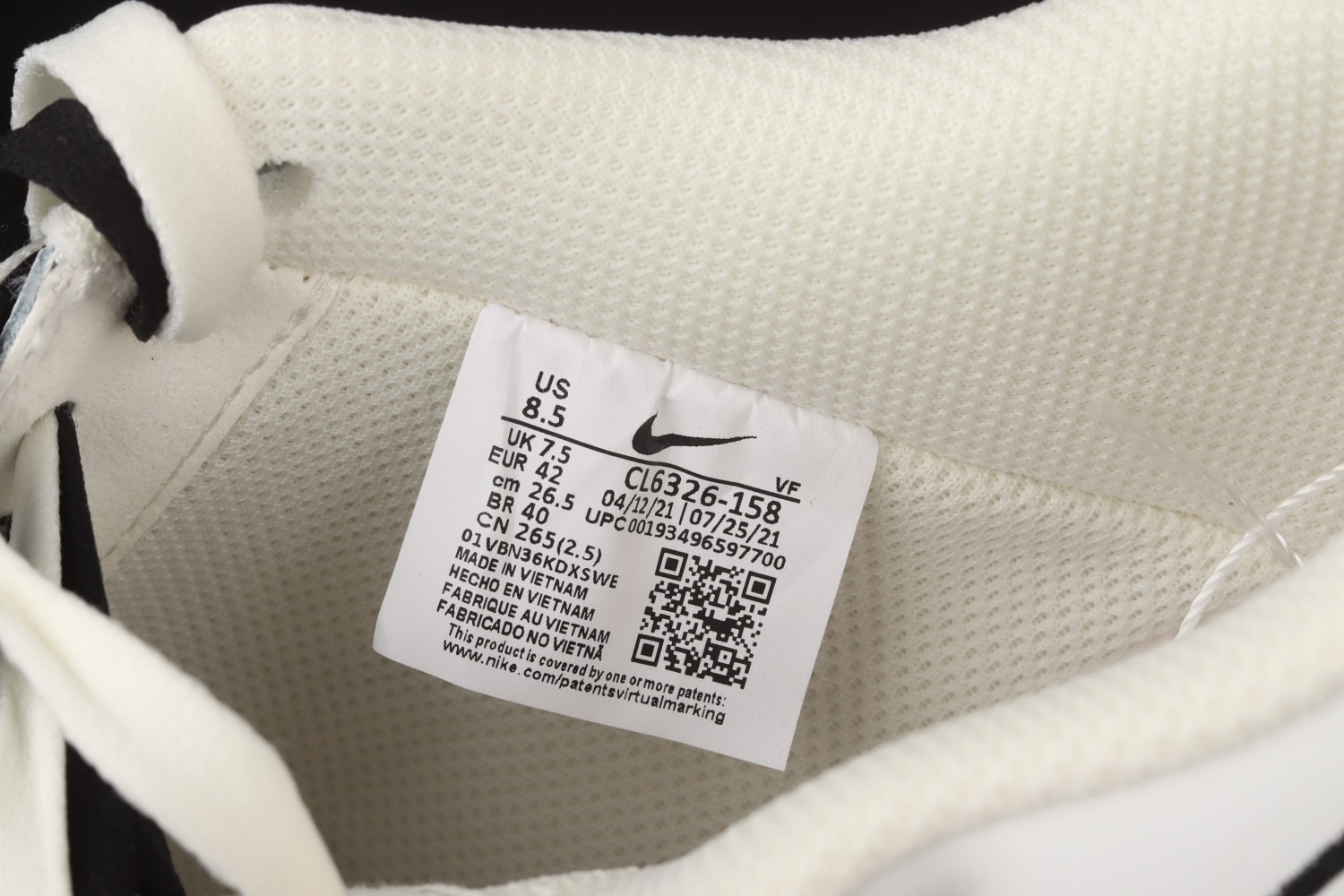 Nike Air Force 1‘07 Low White Black Running Shoes CL6326-158