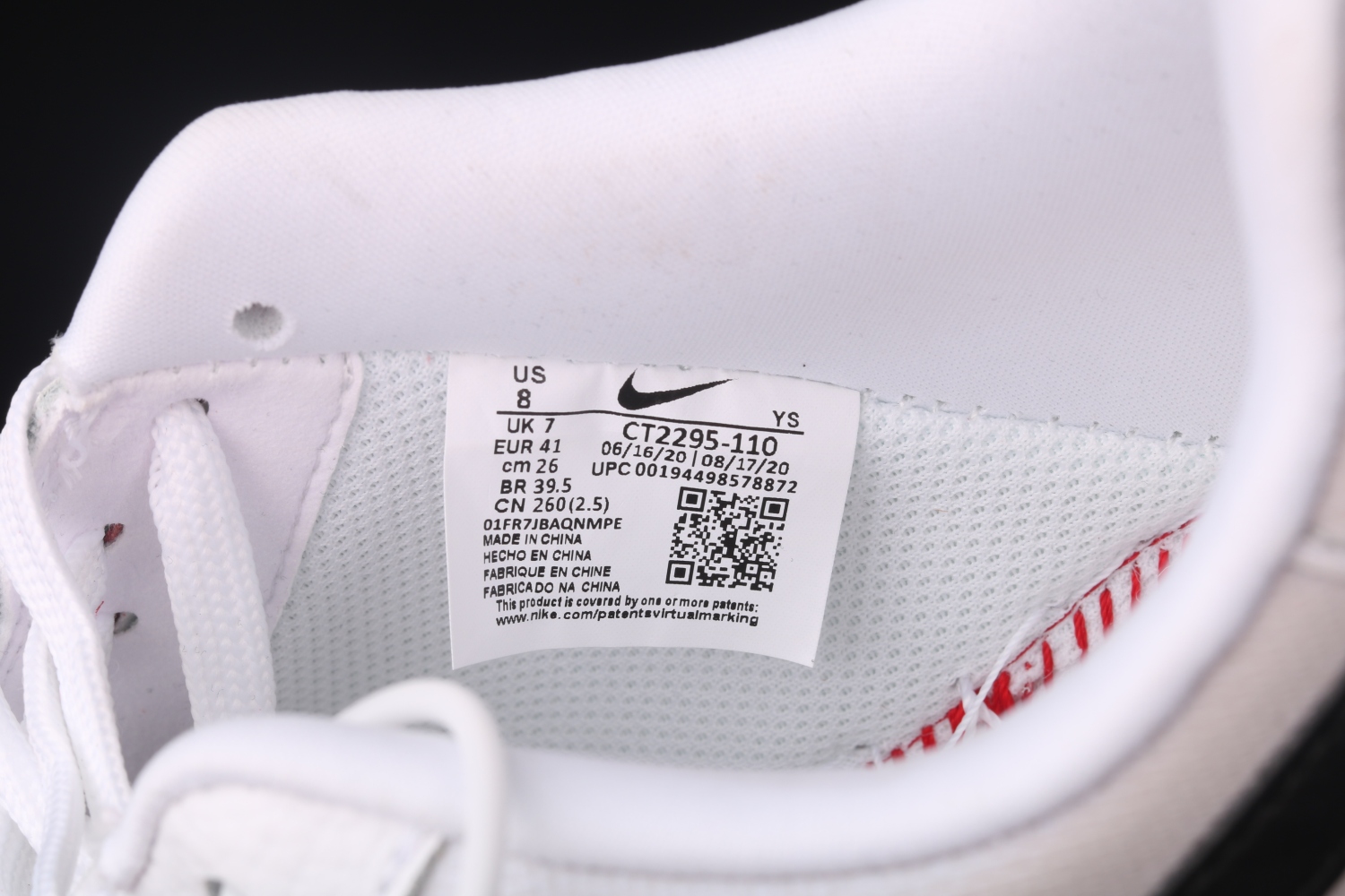 Nike Air Force 1 Low White Red Black (Icy Soles) CT2295-110