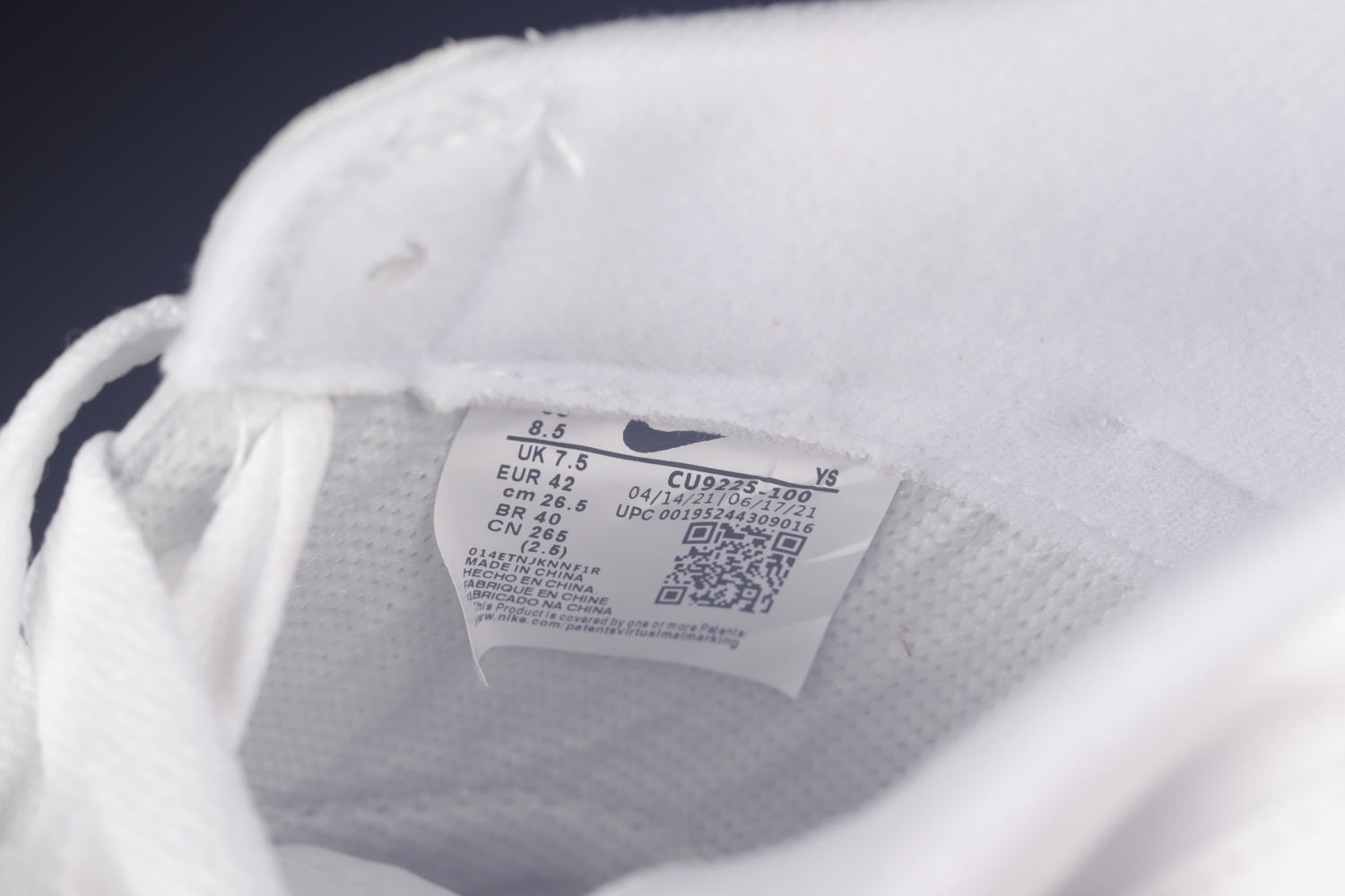 Nike Air Force 1 Low Supreme White CU9225-100