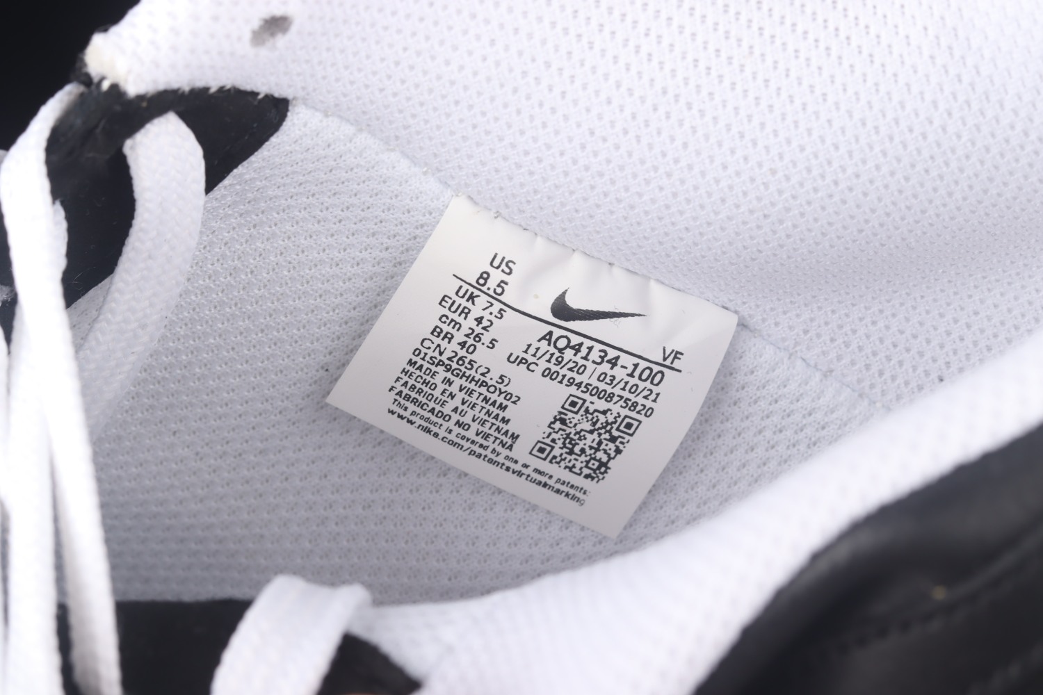 Nike Air Force 1 Low Tuxedo Black White AQ4134-100