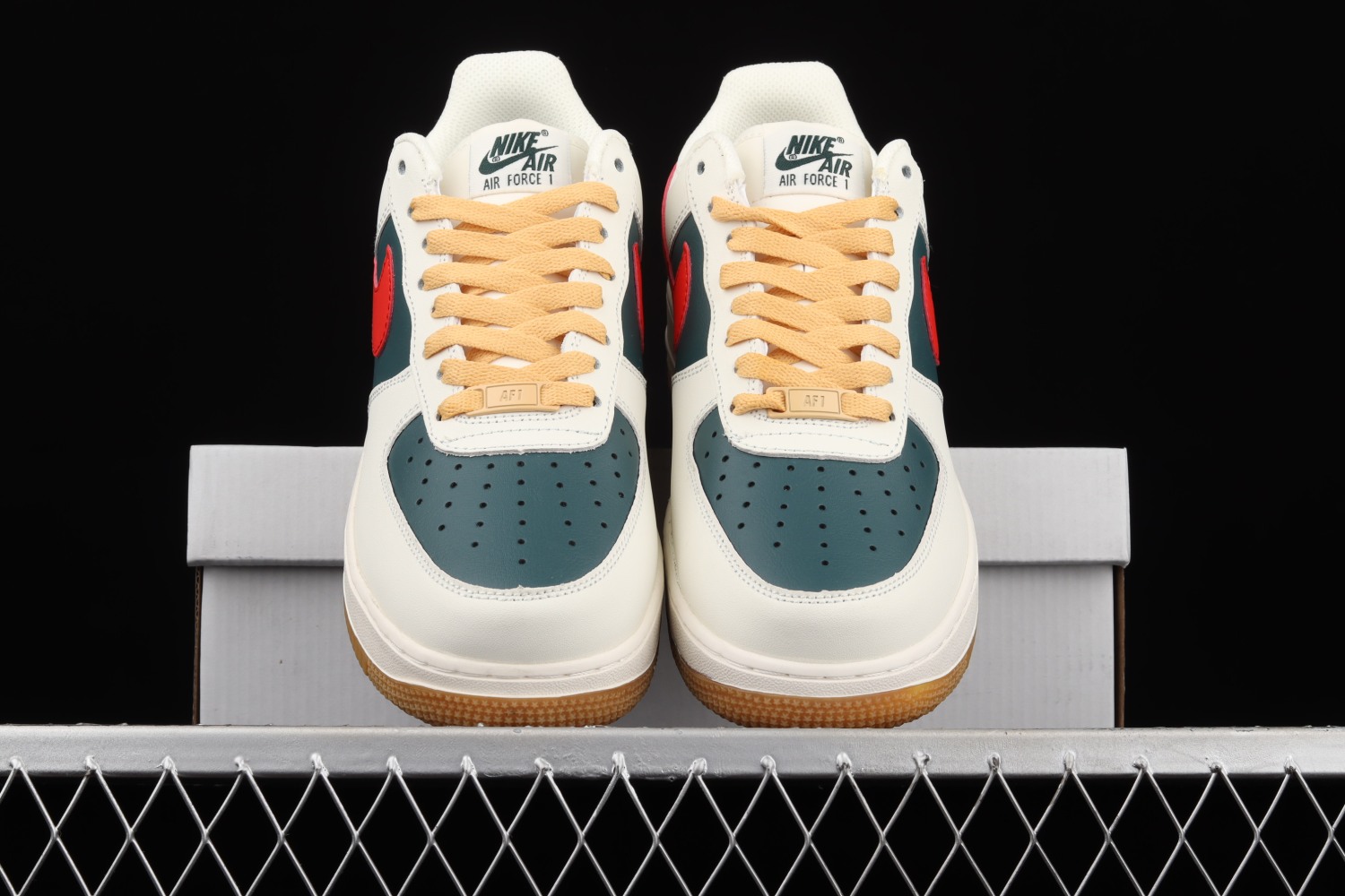 Nike Air Force 1 Low Id Cream Green Red AQ3778-991