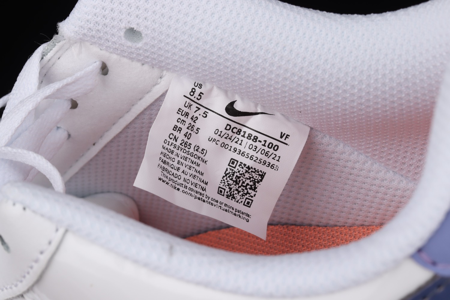 Nike Air Force 1 Low LV8 White Dark Purple (GS) DC8188-100