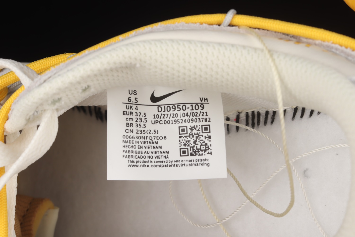Nike Dunk Low Off-White Lot 39 DJ0950-109（Original Batch）
