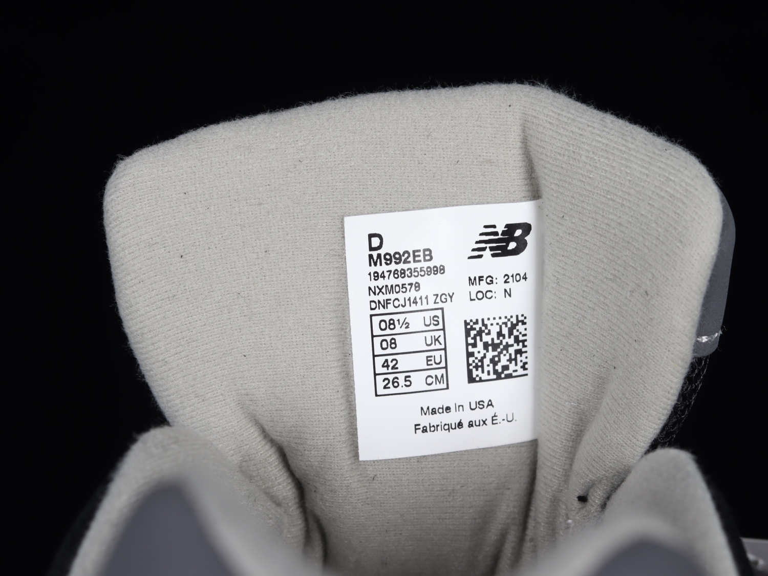 New Bal*nce 992 Black Grey Suede M992EB