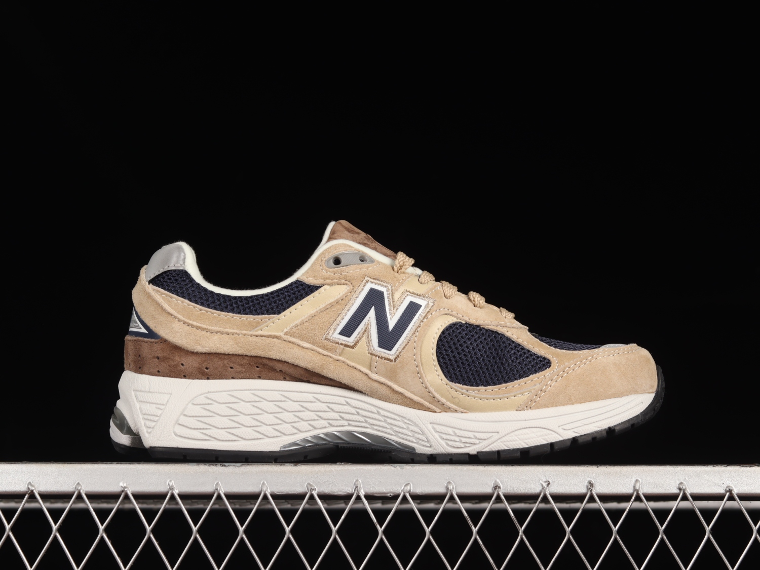 New Bal*nce 2002R Beige Navy Blue ML2002R5