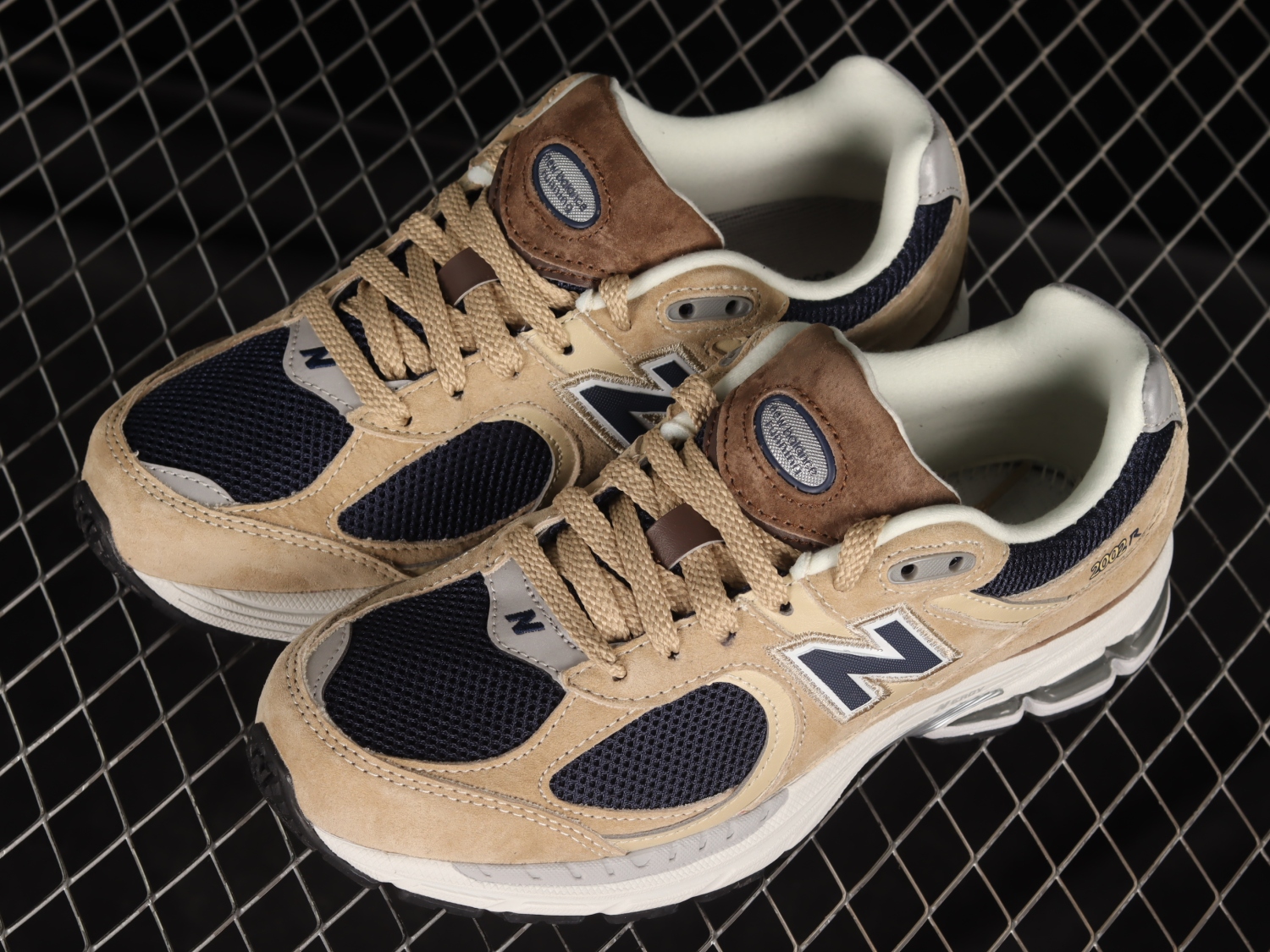 New Bal*nce 2002R Beige Navy Blue ML2002R5