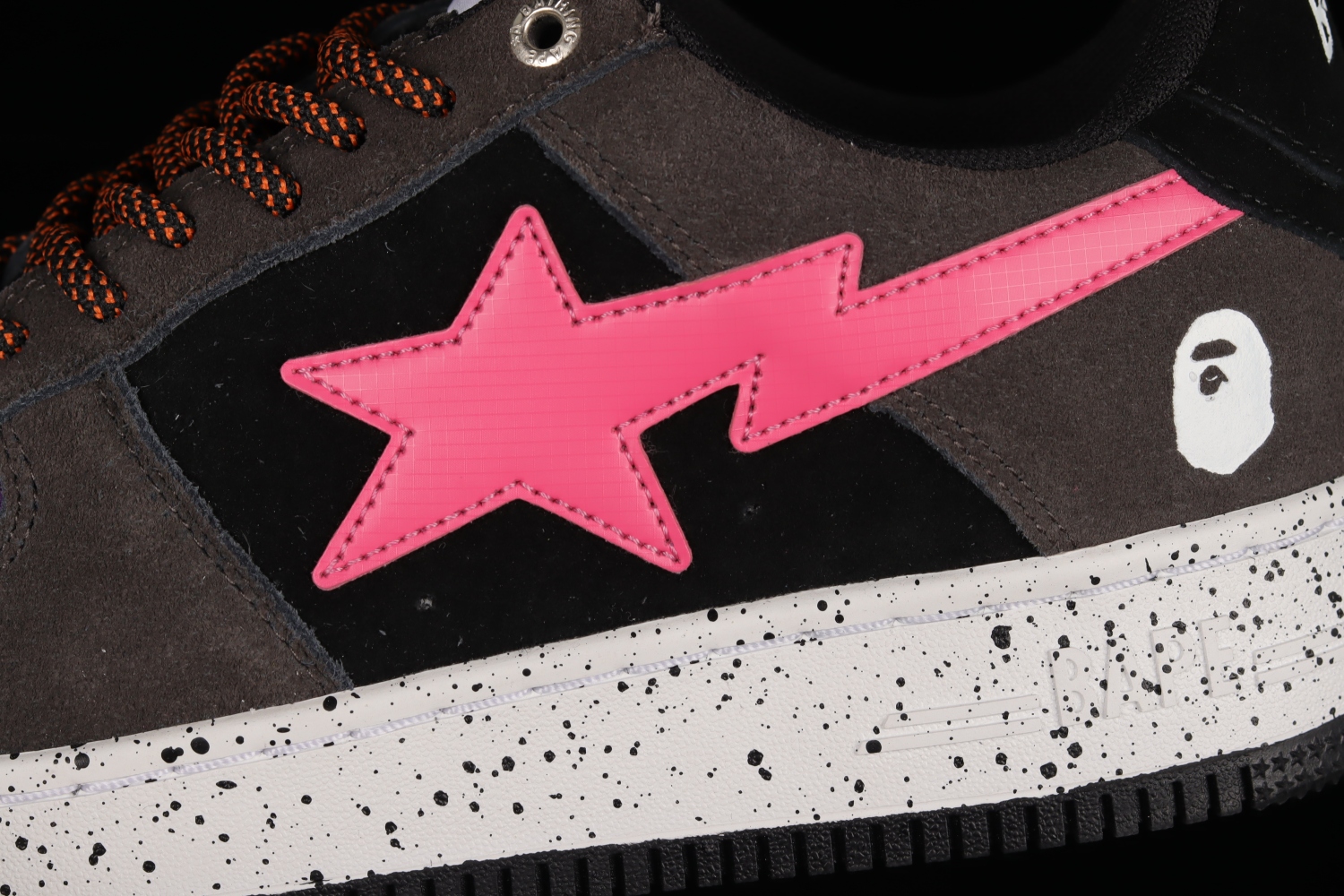 A Bathing Ape Bape Sta Black Grey Pink Suede 1H20191008