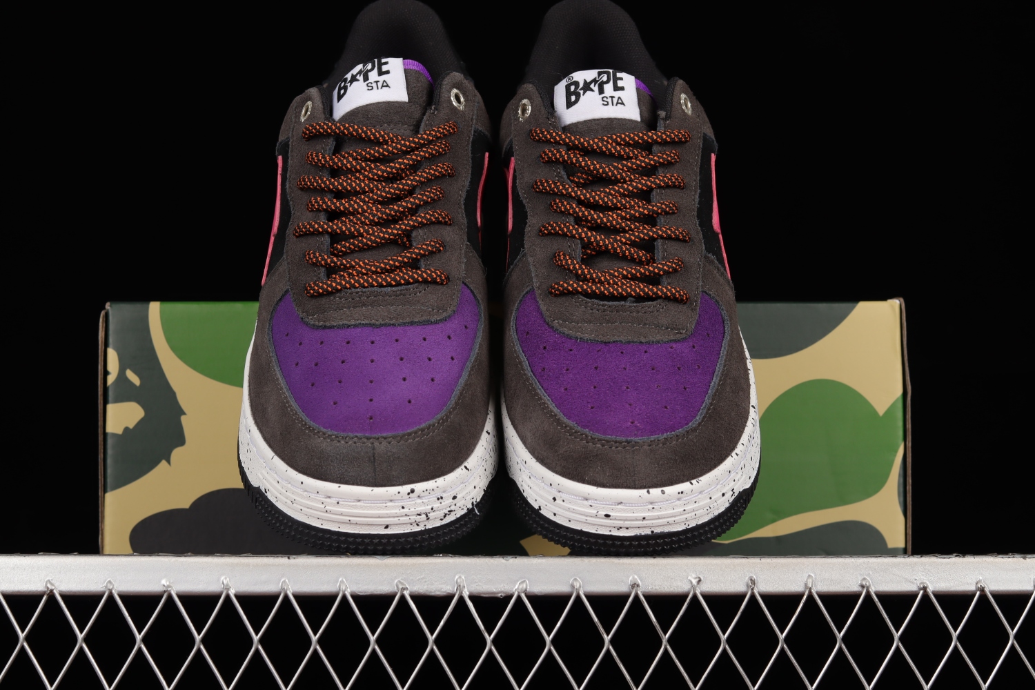 A Bathing Ape Bape Sta Black Grey Pink Suede 1H20191008