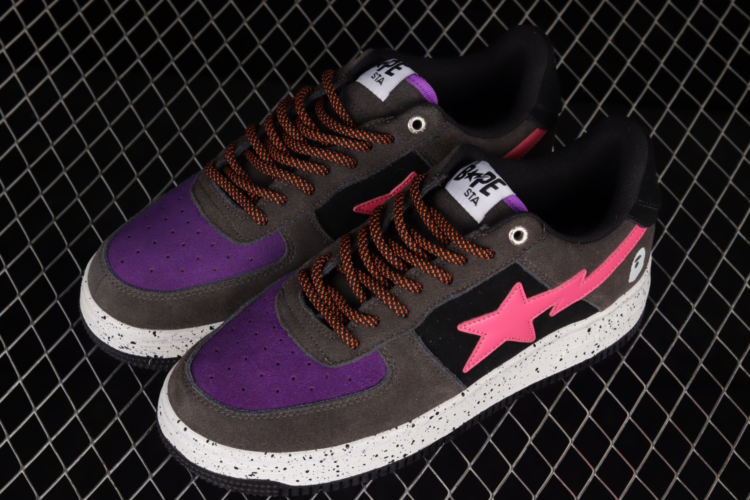 A Bathing Ape Bape Sta Black Grey Pink Suede 1H20191008