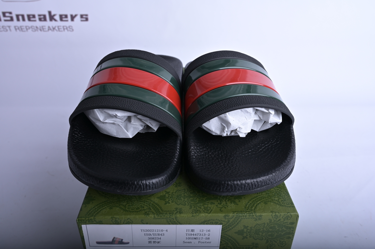 Gu*ci Rubber Slides Red Green 308234 GIB10 1098