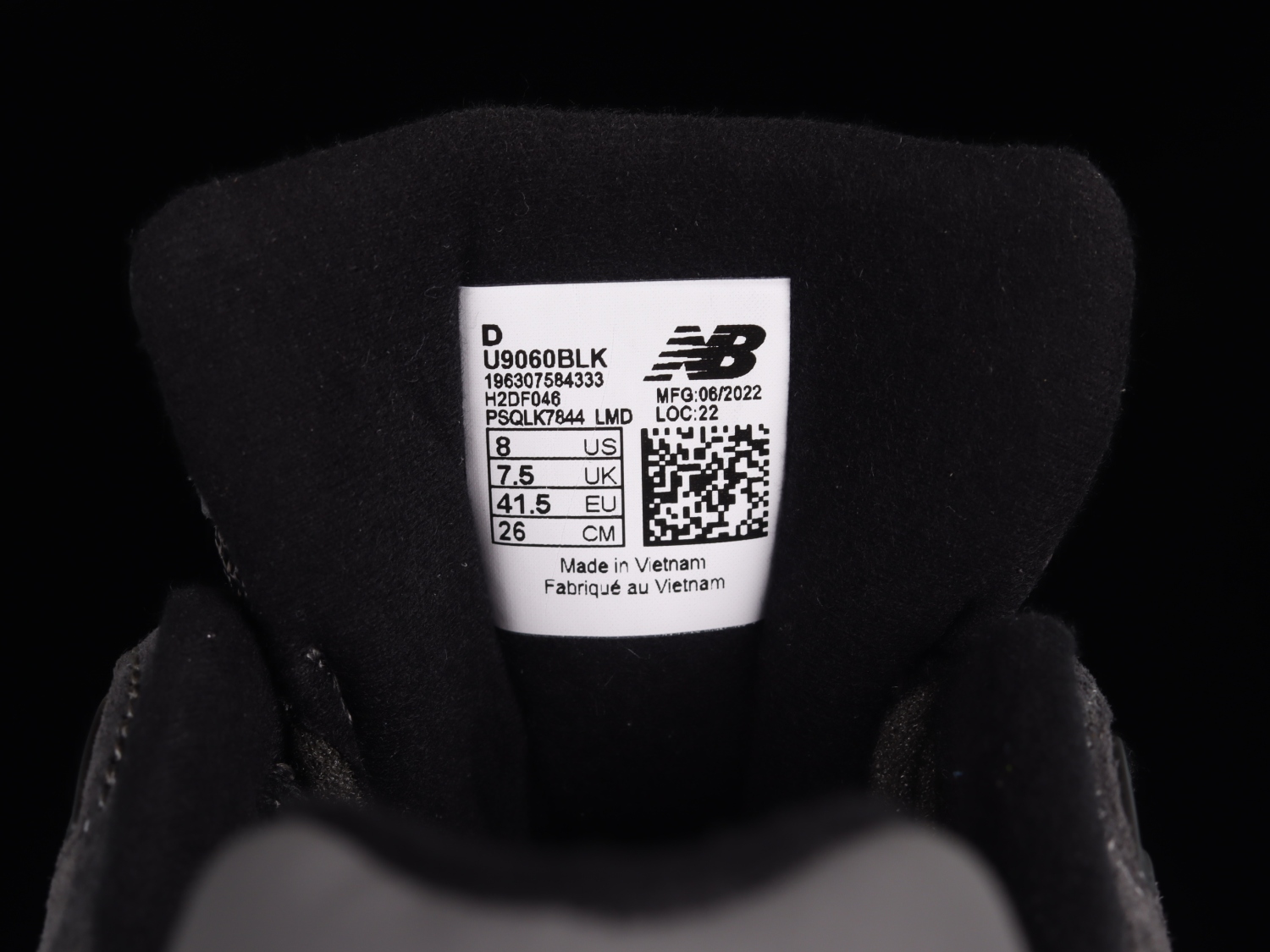 New Bal*nce 9060 Black Castlerock Grey U9060BLK