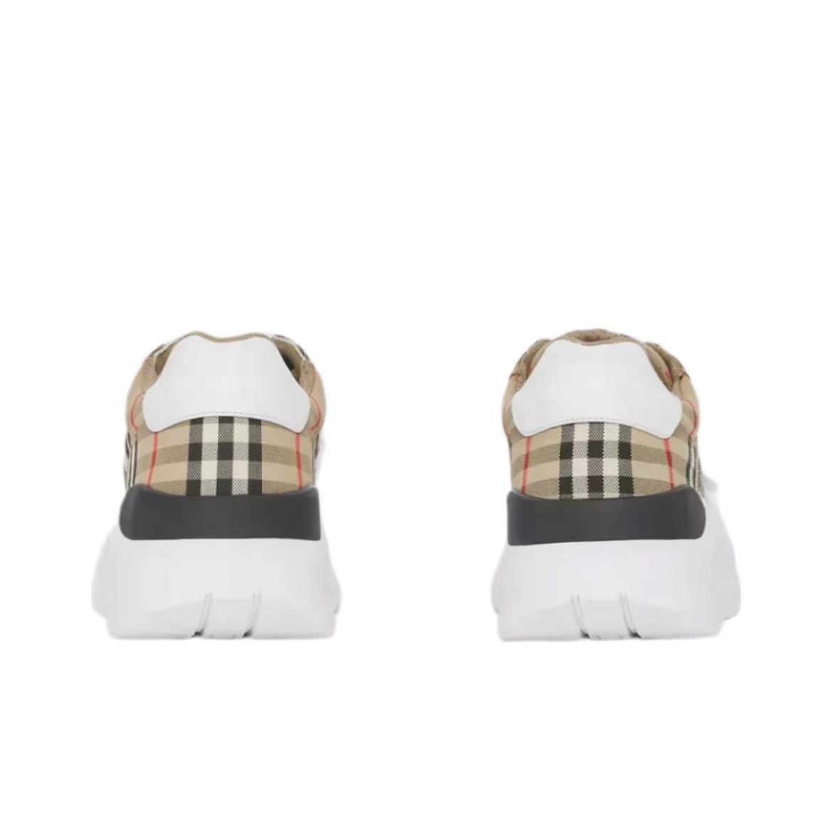 Bu*be*ry Ramsey Vintage Check Suede Leather Archive Biege White 80485771