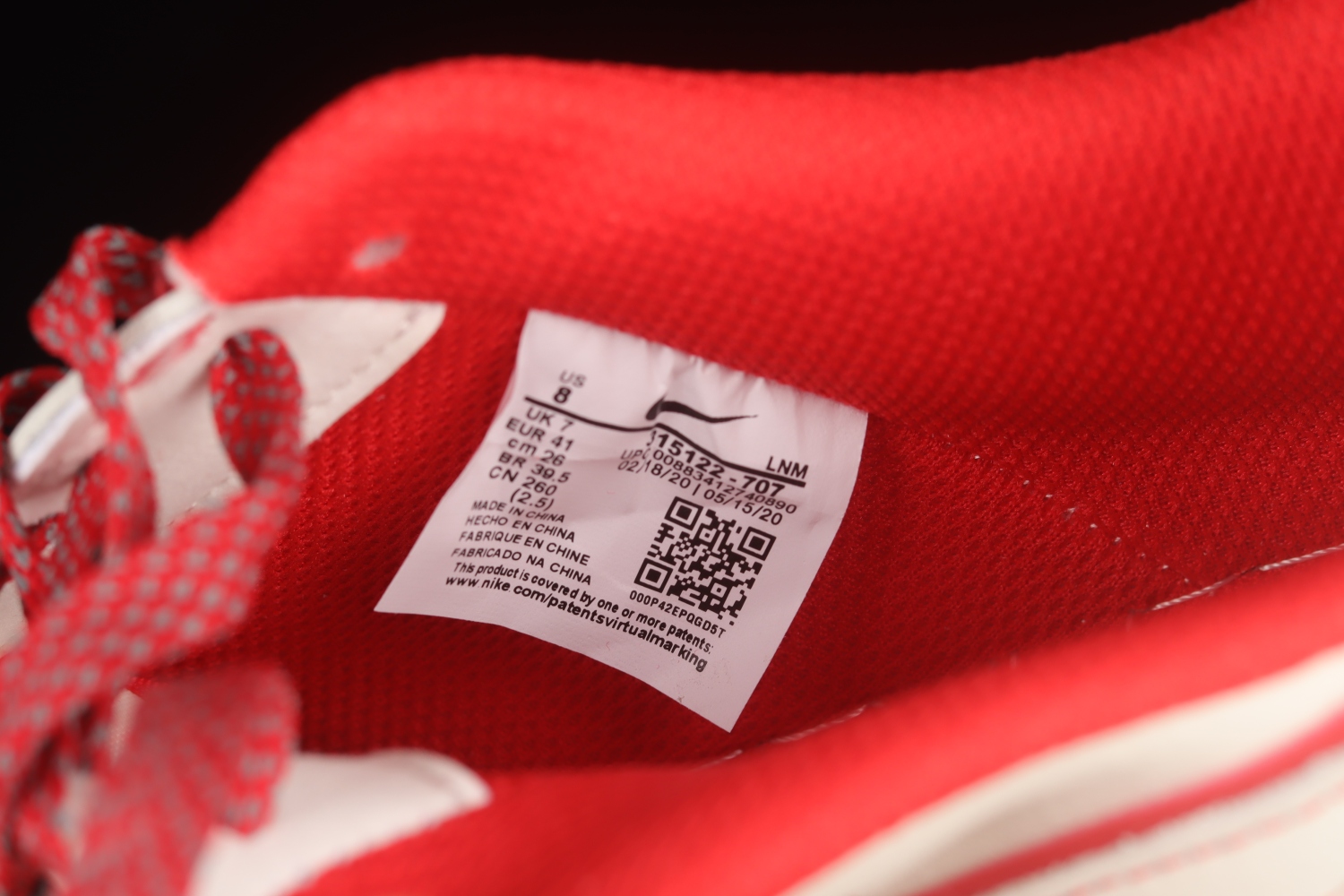 Nike Air Force 1 07 Low White University Red Shoes 315122-707