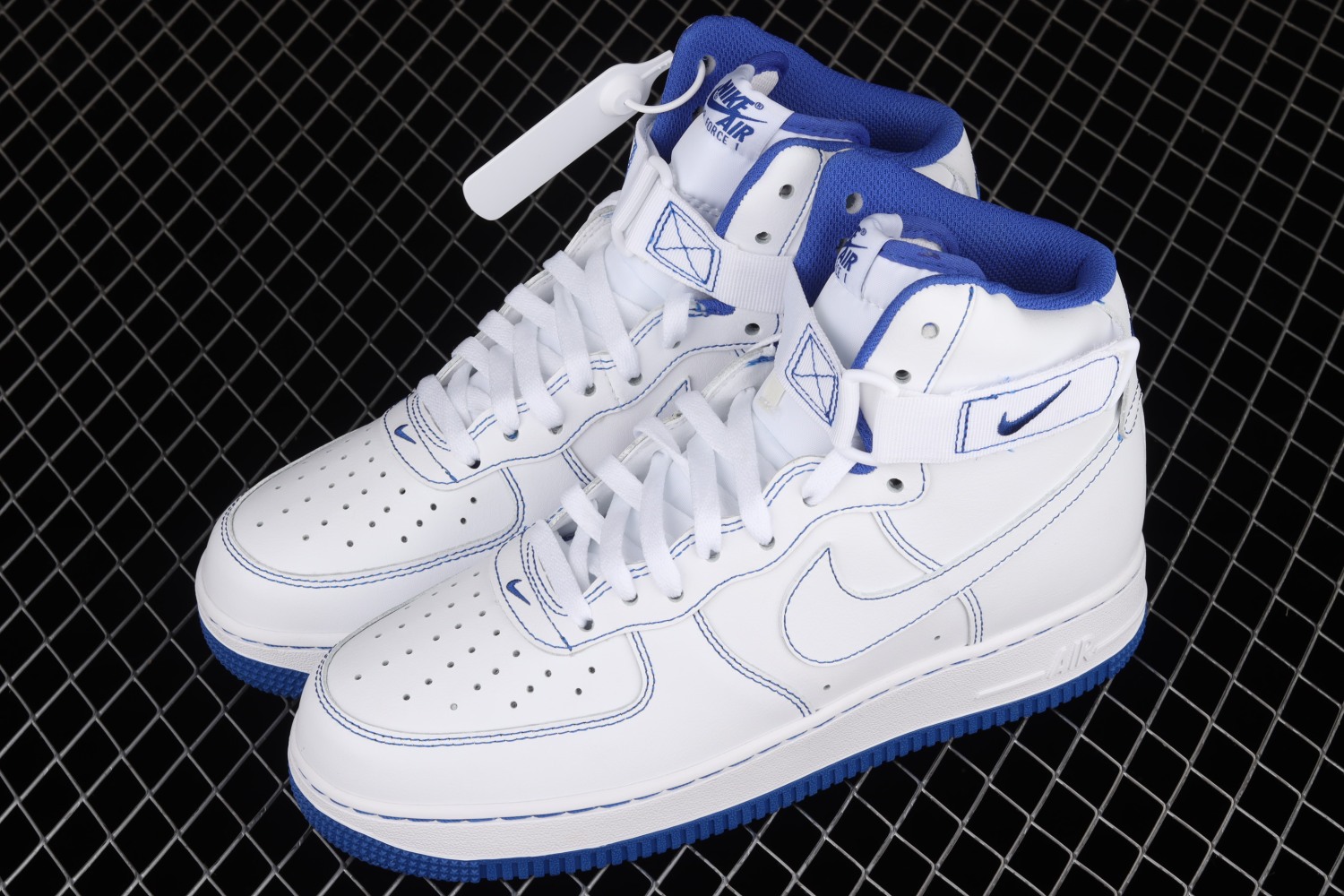 Nike Air Force 1 High White Royal Blue Contrast Stitch  CV1753-101