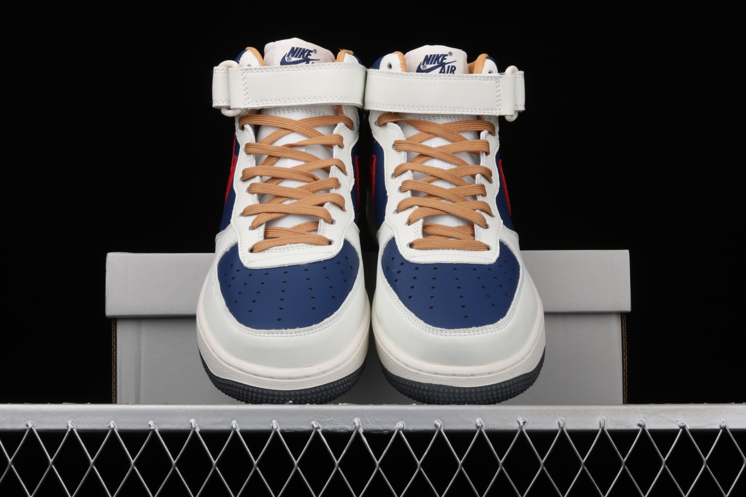 Nike Air Force 1 07 Mid Beige Dark Blue University Red 512745-068