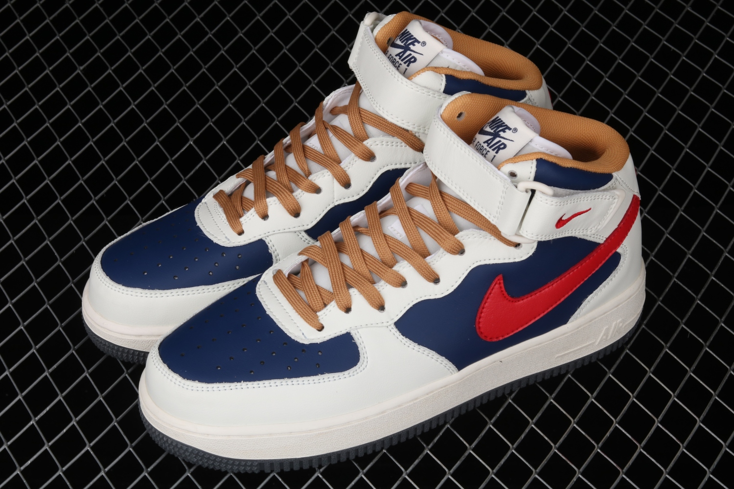 Nike Air Force 1 07 Mid Beige Dark Blue University Red 512745-068