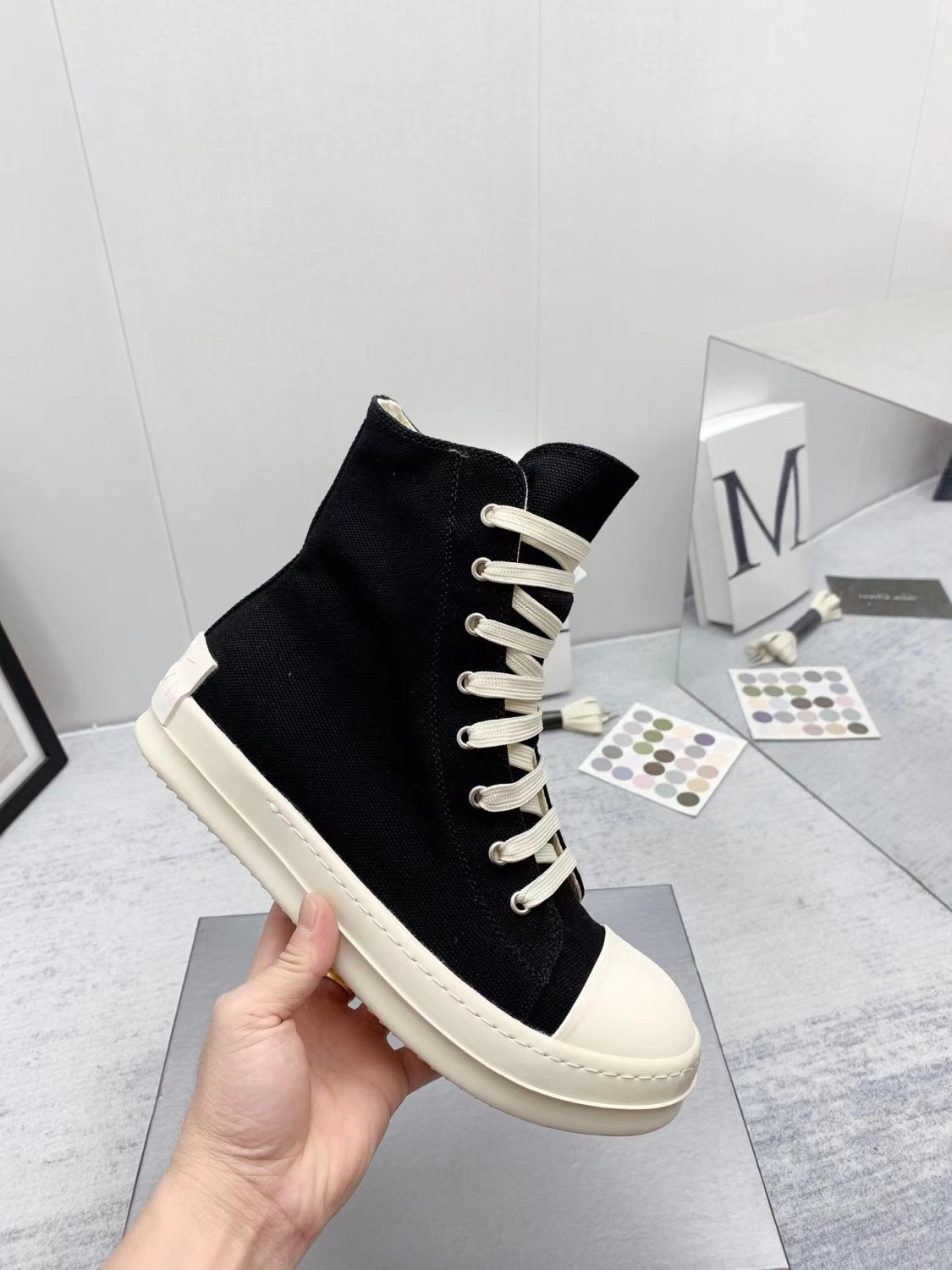 Rick Owens DRKSHDW Sneaks High Black/Milk DS01C6800DQES1-911