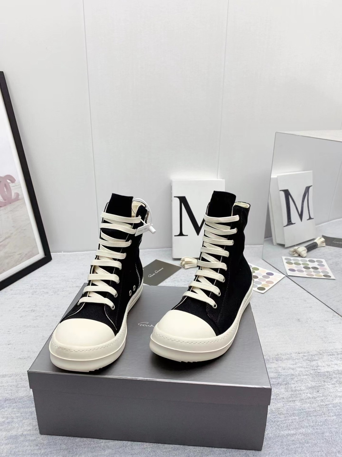 Rick Owens DRKSHDW Sneaks High Black/Milk DS01C6800DQES1-911