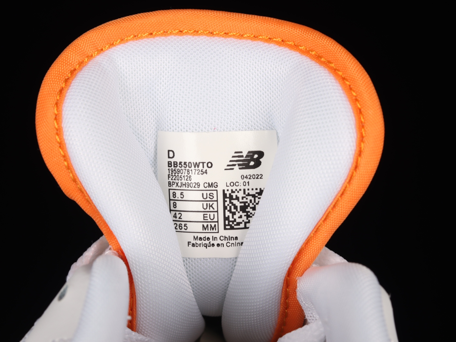 New Bal*nce 550 White Vibrant Orange BB550WTO