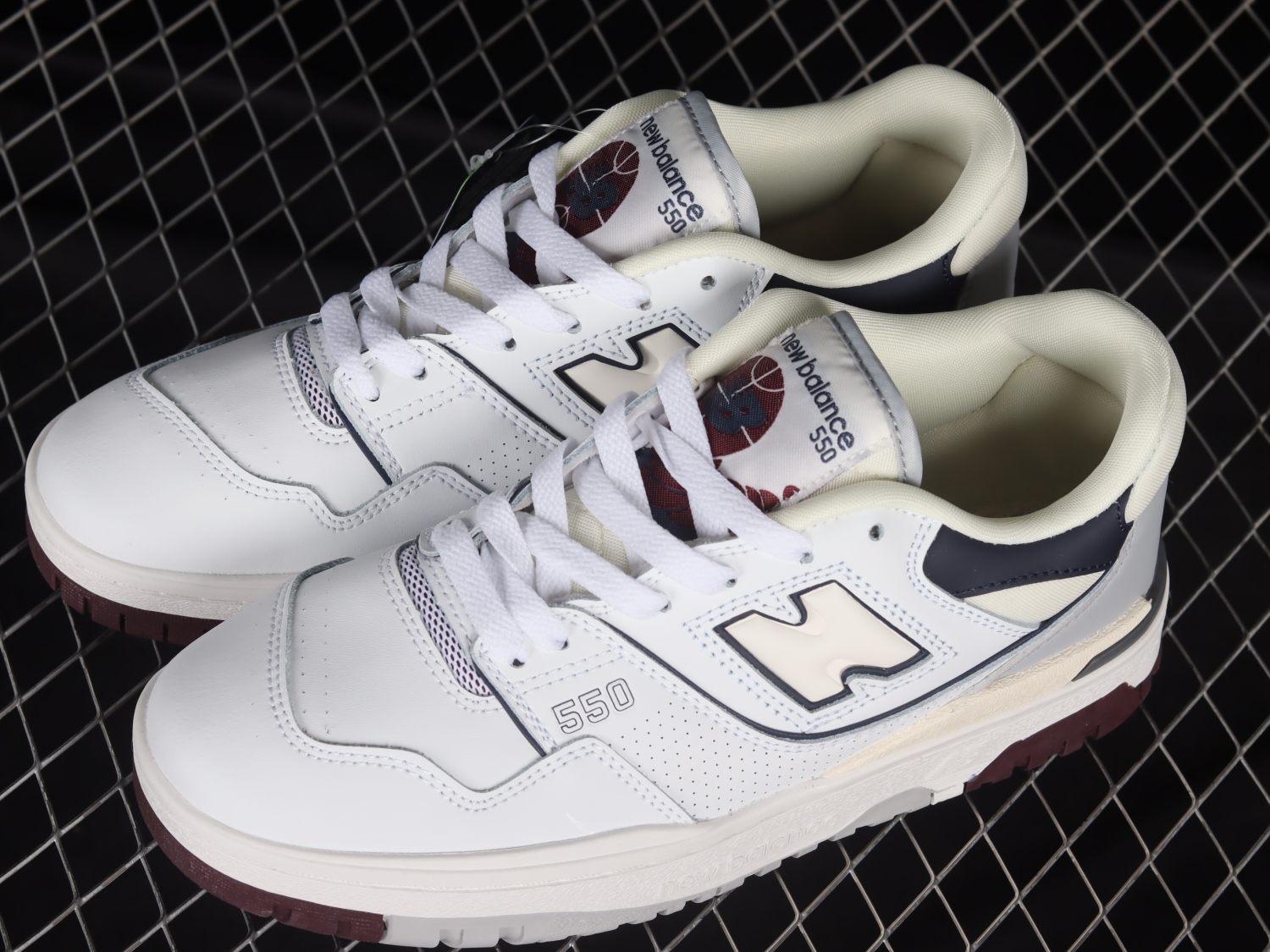 New Bal*nce 550 White Natural Indigo Burgundy BB550PWB