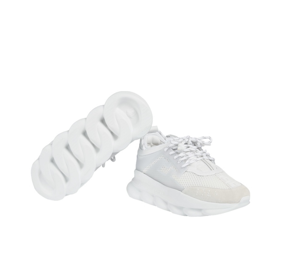 Versace Chain Reaction White Mesh Rubber Suede DSU7071E D7CTG D01