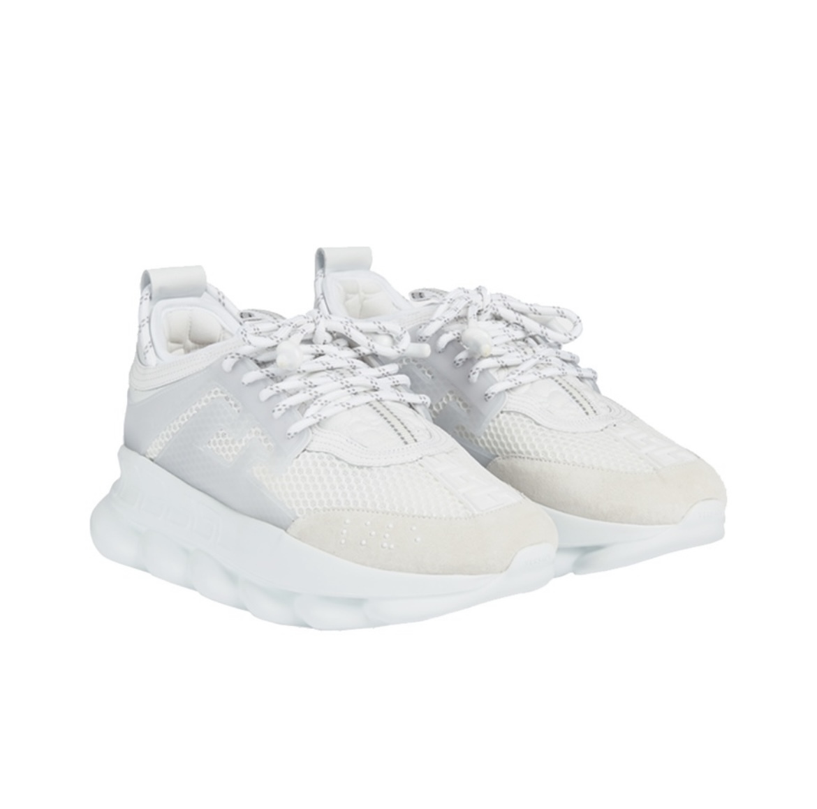 Versace Chain Reaction White Mesh Rubber Suede DSU7071E D7CTG D01