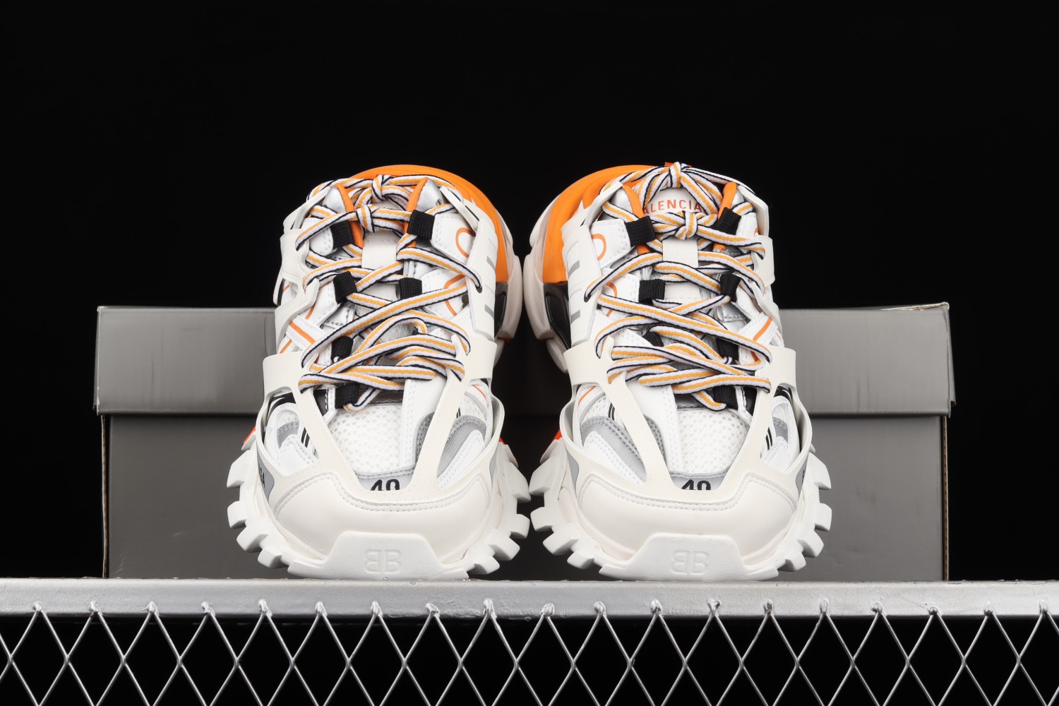 Bal**ciaga Sneaker Tess s.Gomma MAILLE WHITE/ORANGE 2021ss W3CP59059