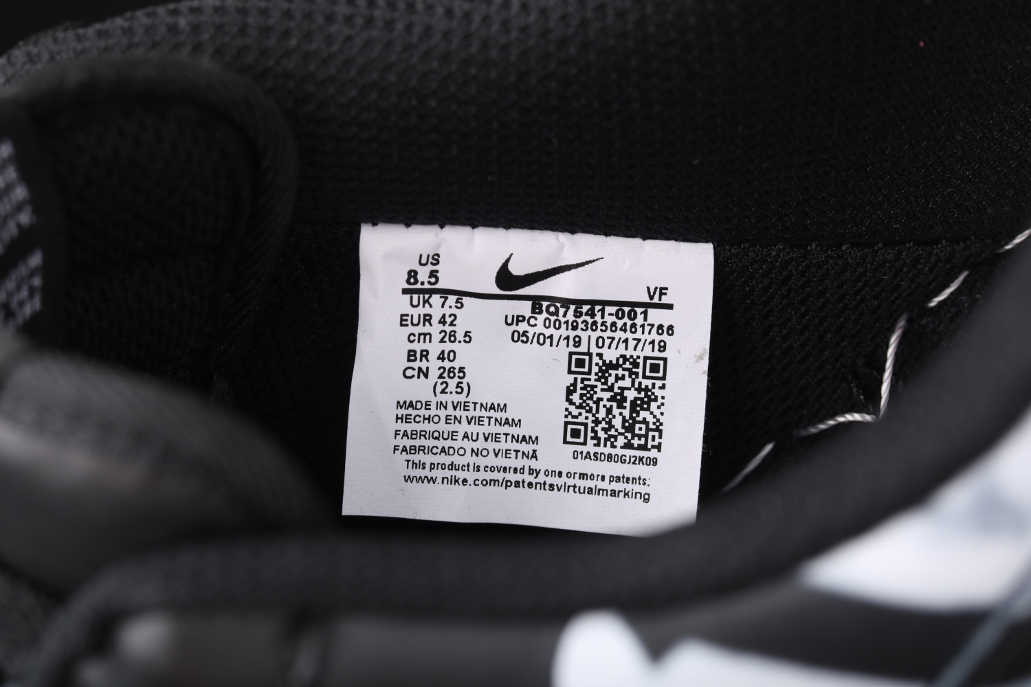 Nike Air Force 1 Low Black Skeleton Halloween BQ7541-001