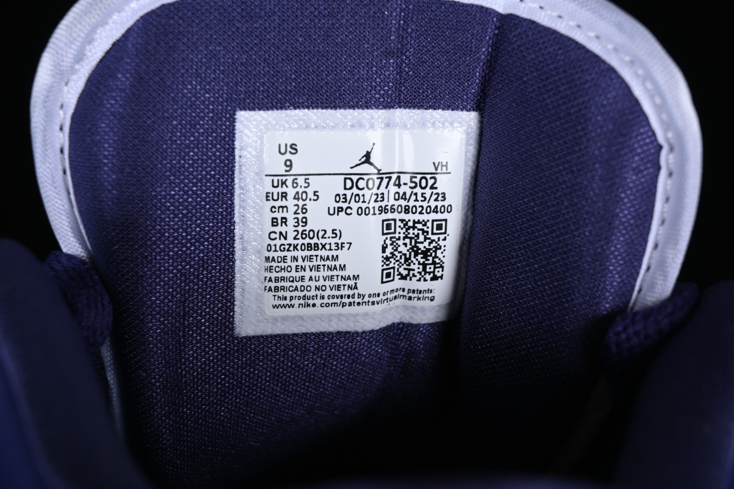 Jordan 1 Low Sky J Purple DC0774-502
