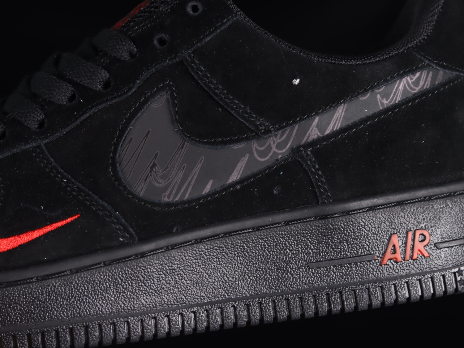Nike Air Force 1 Low Multi-Swoosh Black Crimson DZ4514-001