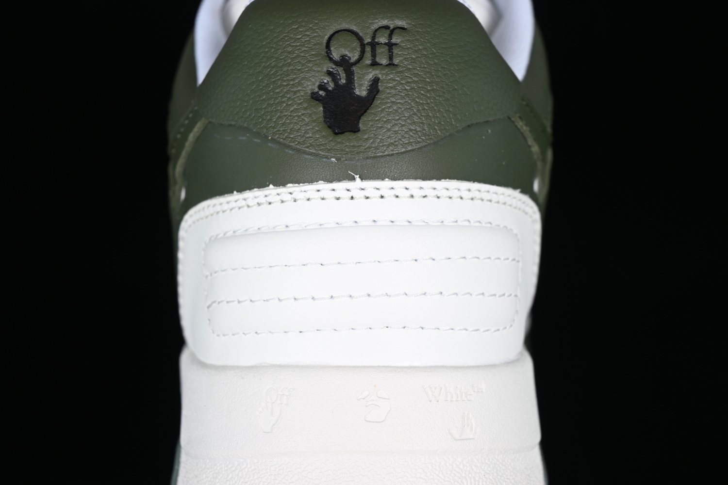 OFF-WHITE Out Of Office OOO Low Tops White Khaki OMIA189S23LEA0015901