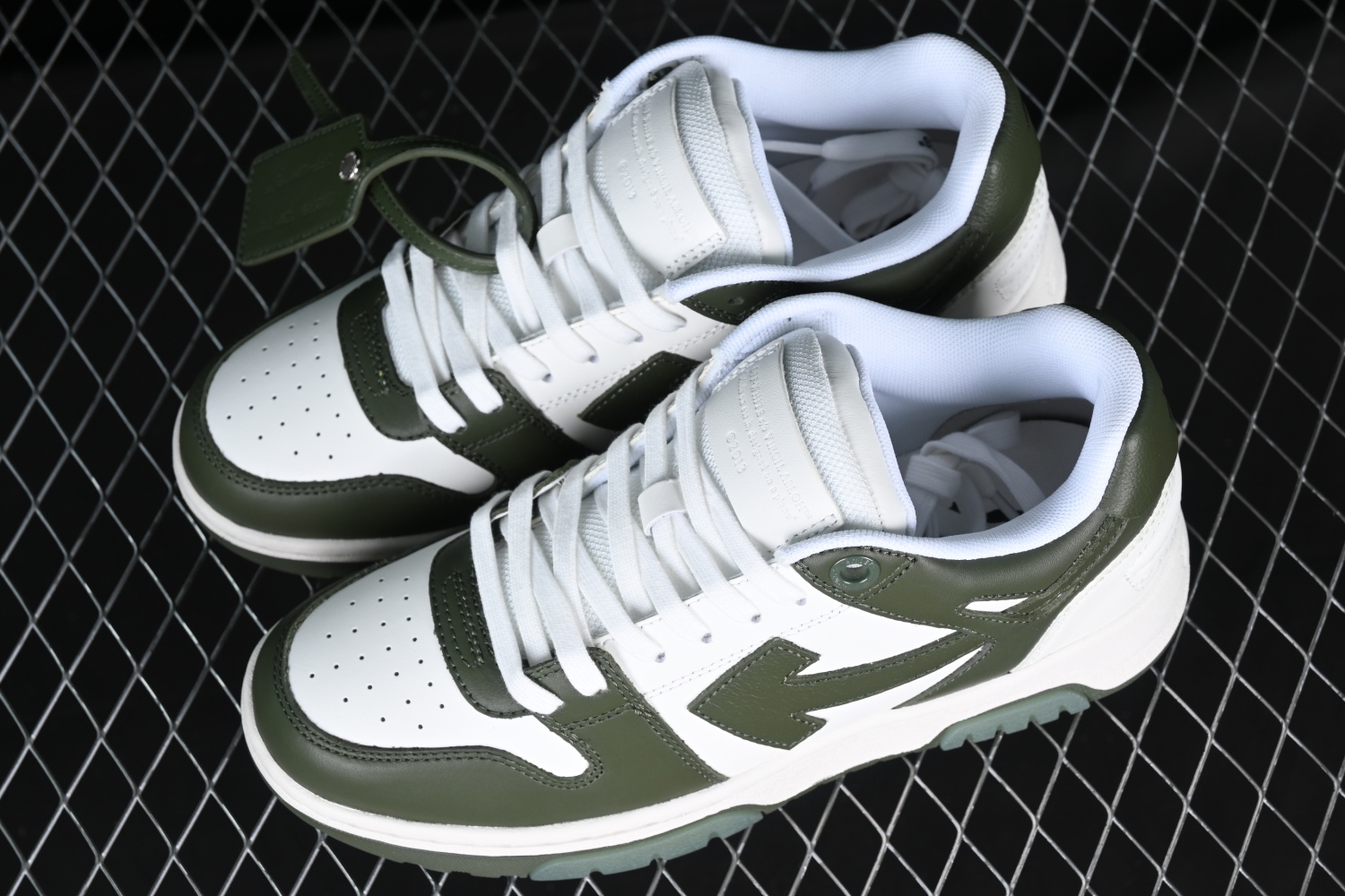 OFF-WHITE Out Of Office OOO Low Tops White Khaki OMIA189S23LEA0015901
