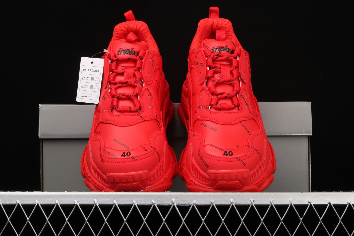 Bal**ci*ga Triple S Letter Bright Red  524039-W2FA1-7632